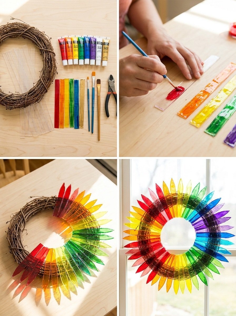 Paper Plate Stained-Glass Fall Wreath