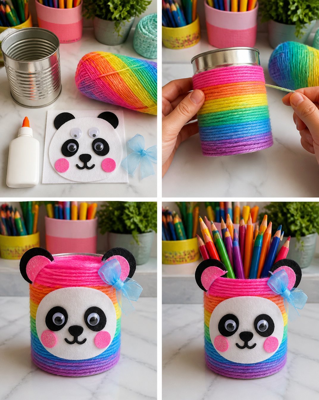 Pencil Cup Classroom Organizer Rainbow Panda Craft