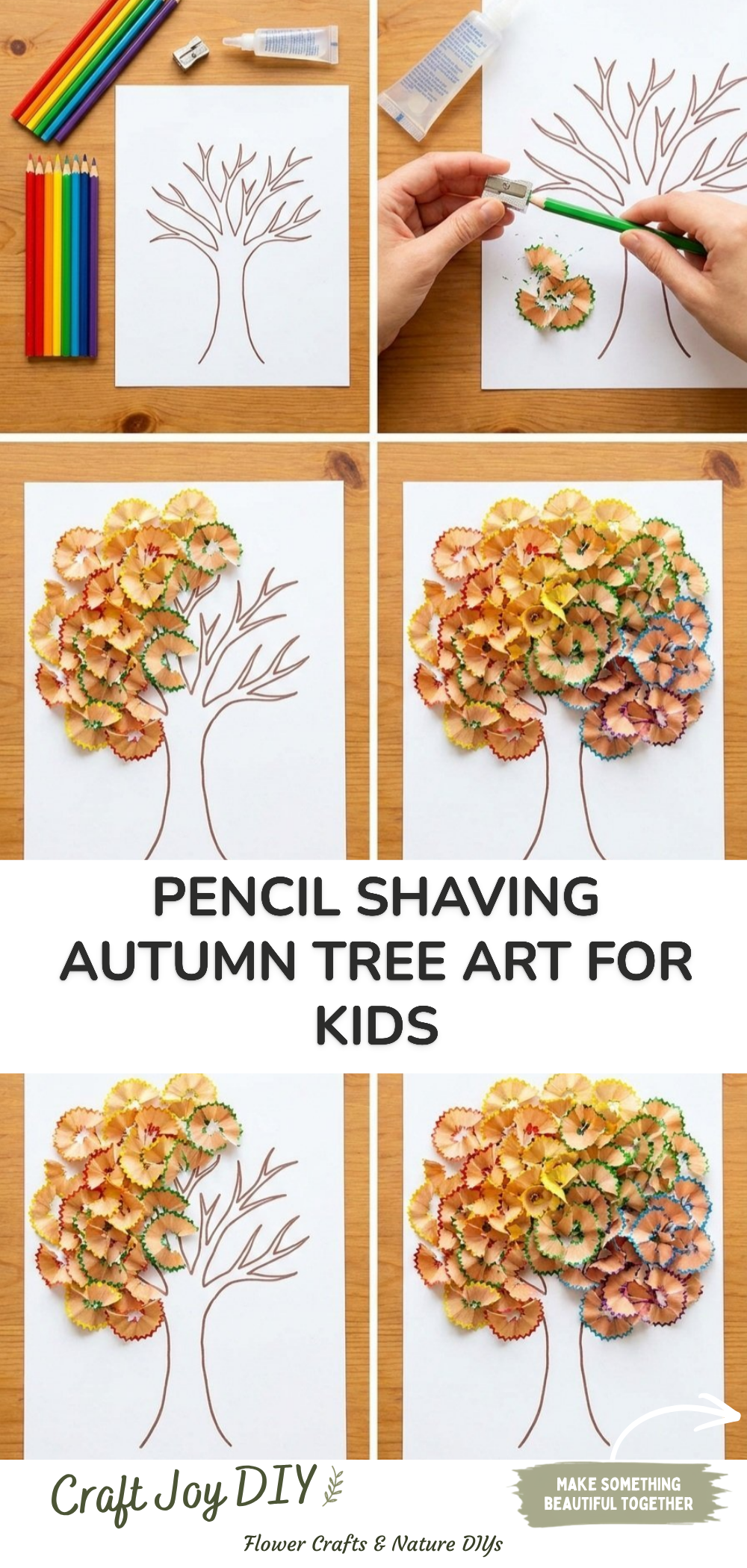 Pencil Shaving Autumn Tree Art for Kids