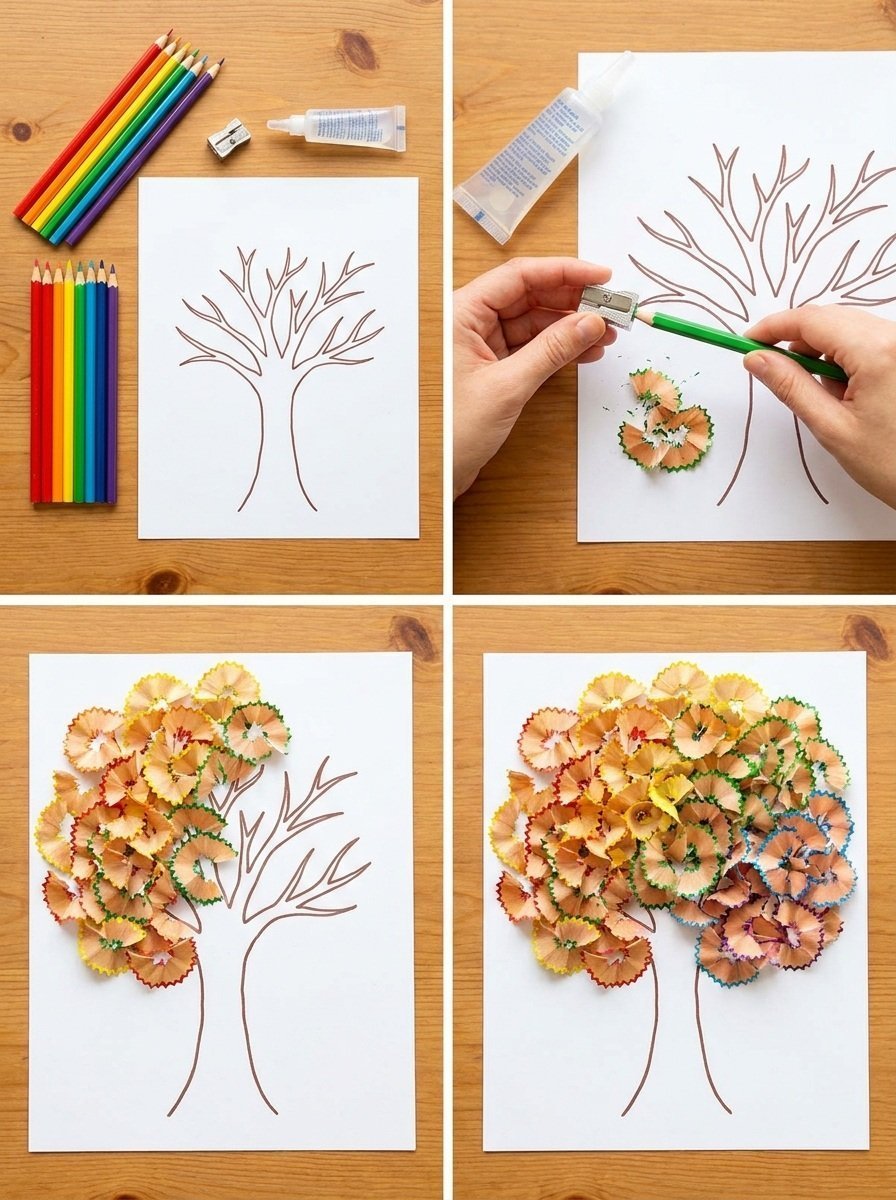 Pencil Shaving Autumn Tree Art