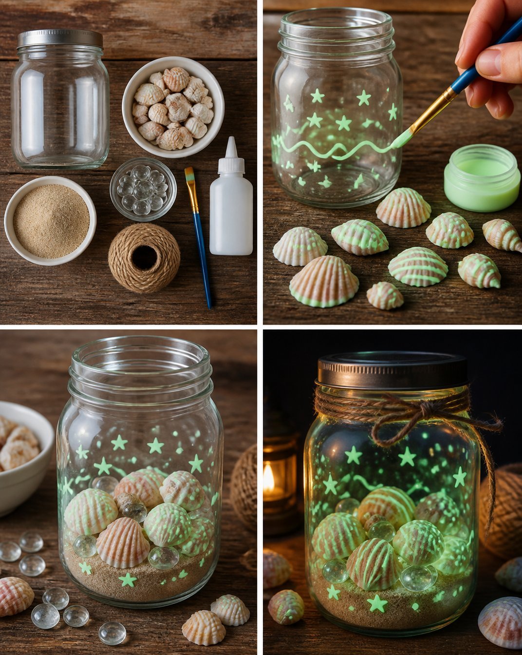 Phosphorescent Seashell Jar for Nighttime Home Decor