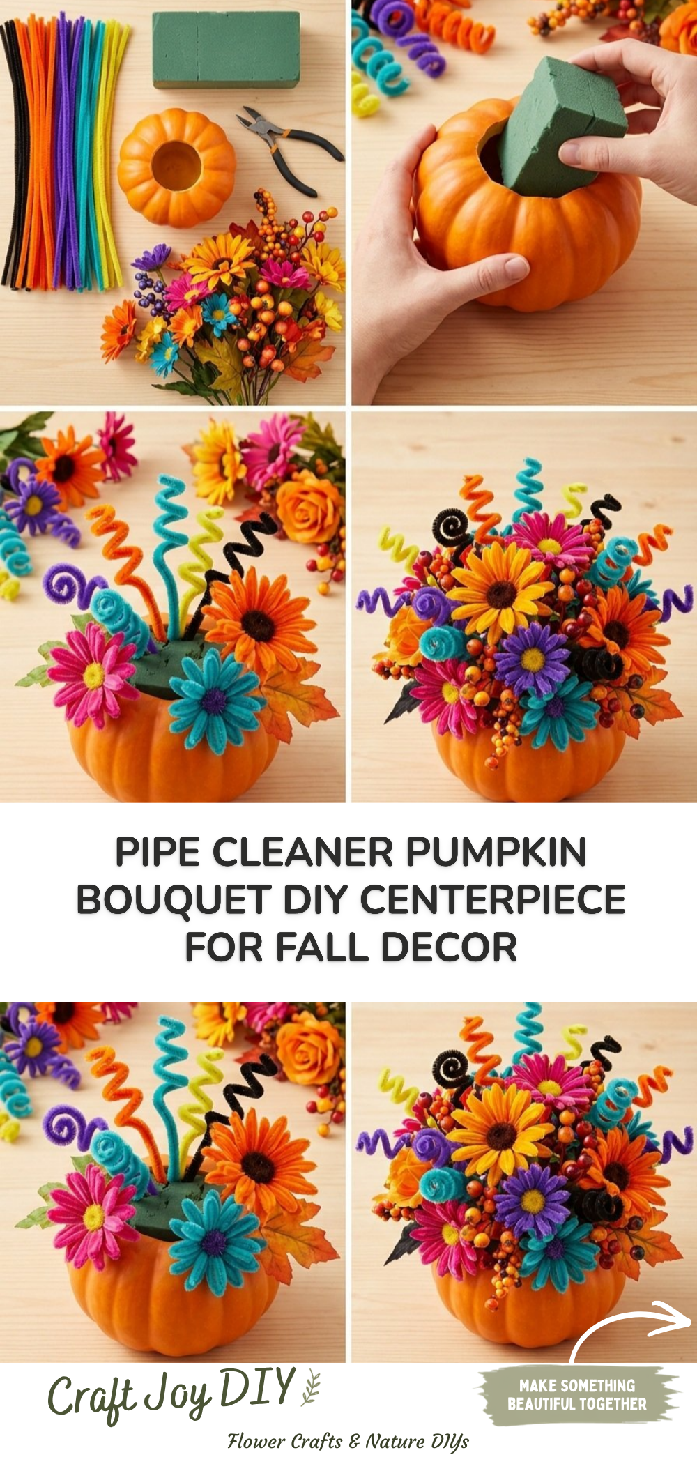 Pipe Cleaner Pumpkin Bouquet DIY Centerpiece for Fall Decor