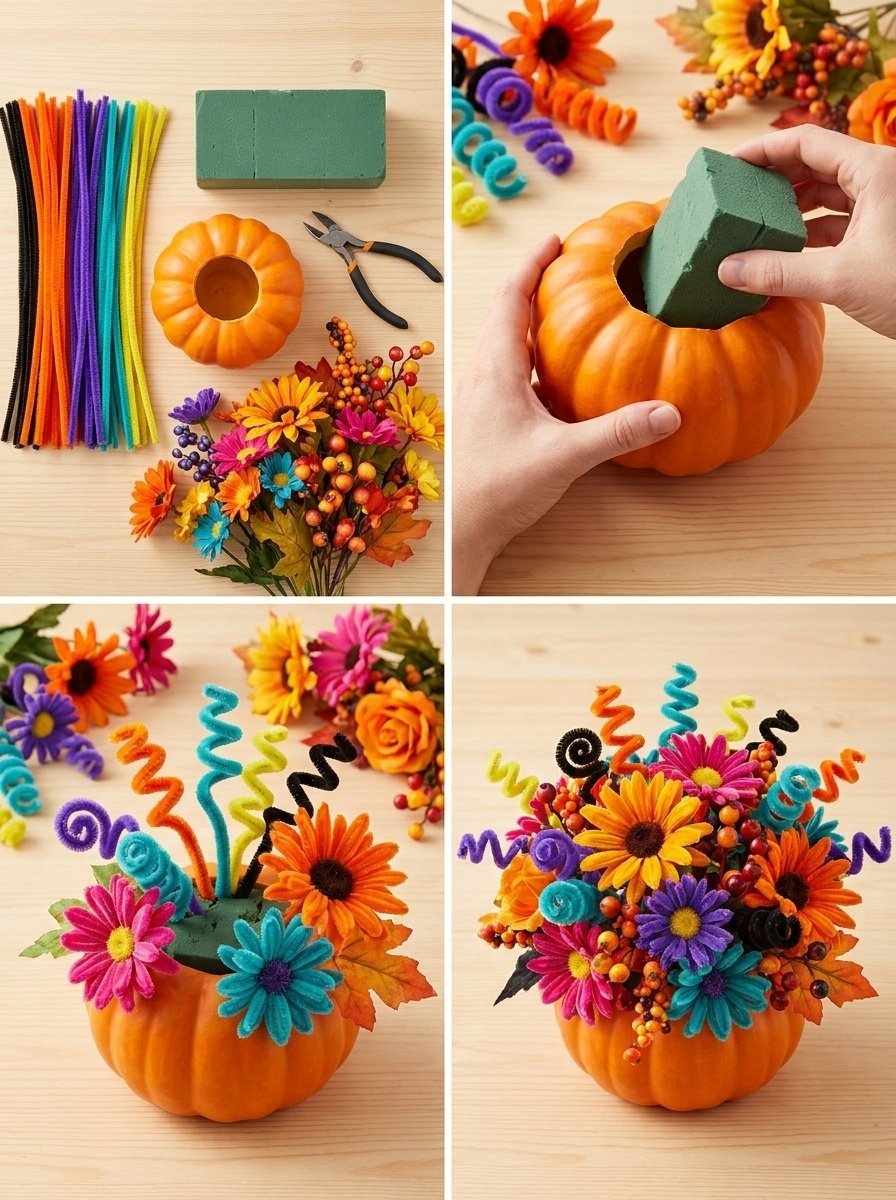 Pipe Cleaner Pumpkin Bouquet