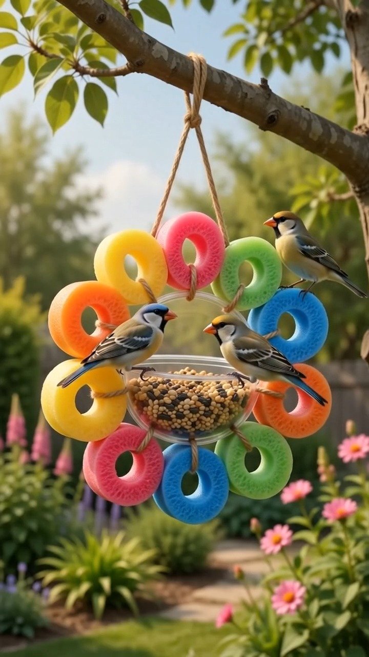 Pool Noodle Bird Feeder DIY