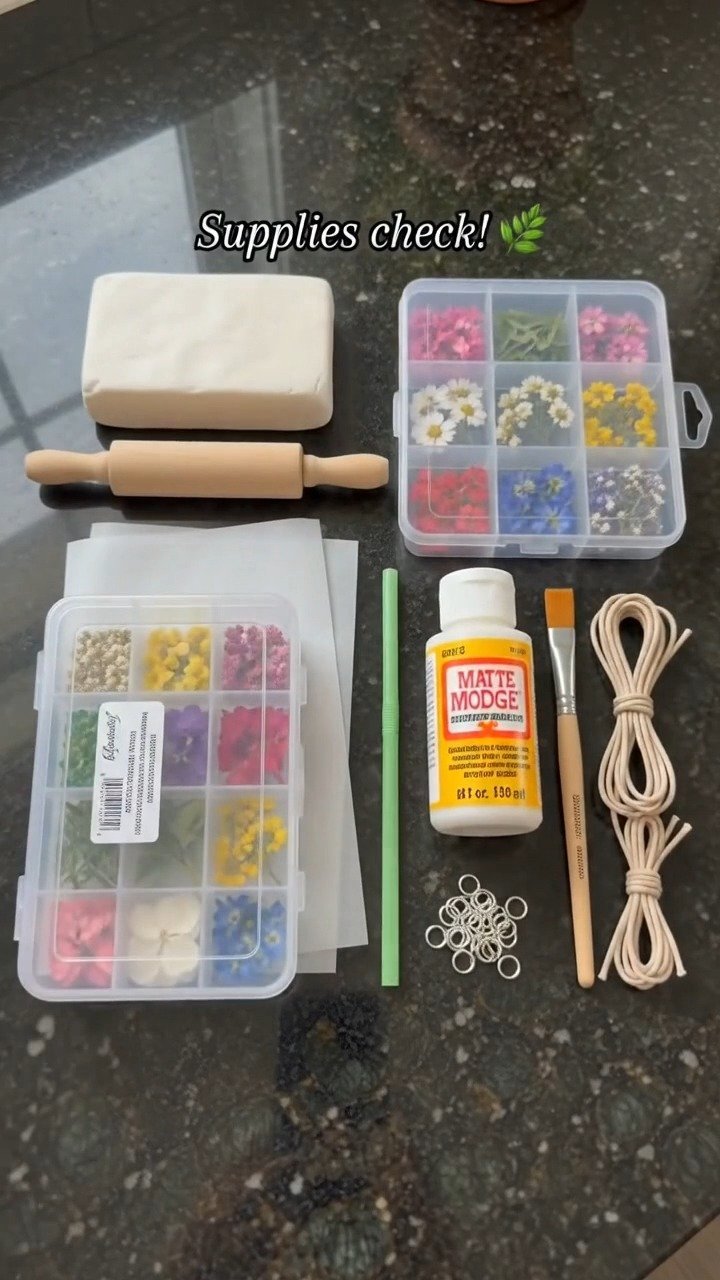 Pressed Flower Jewelry in Air-Dry Clay