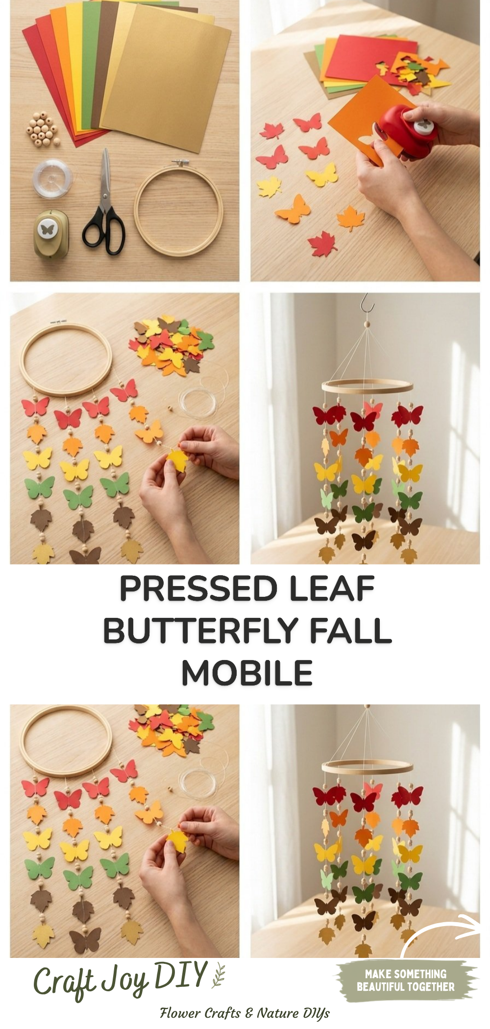 Pressed Leaf Butterfly Fall Mobile