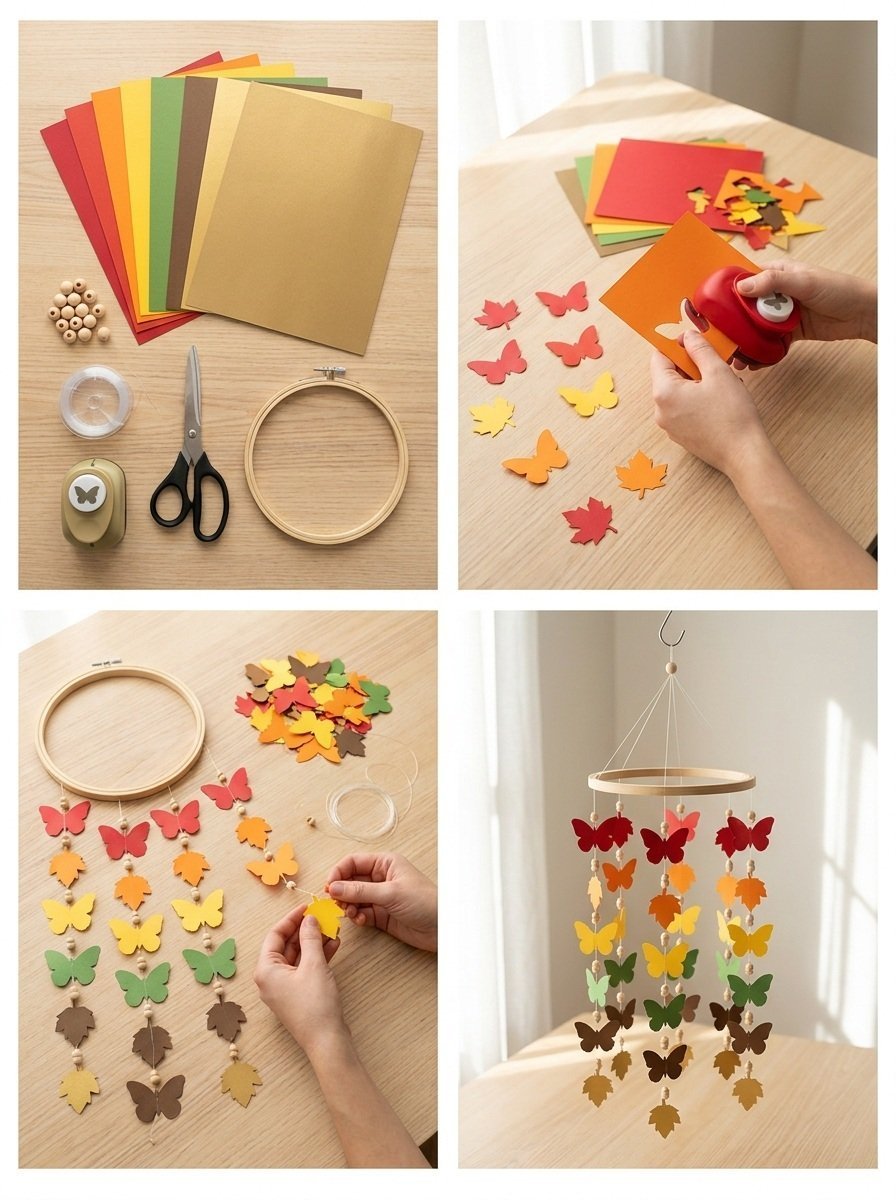 Pressed Leaf Butterfly Fall Mobile