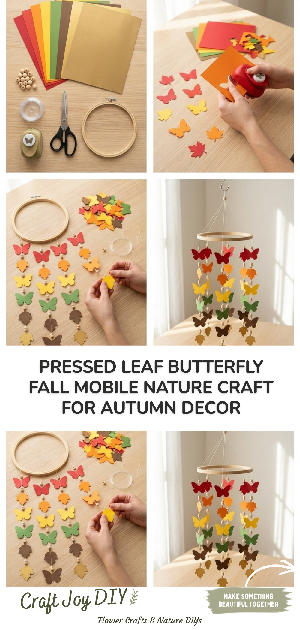 Pressed Leaf Butterfly Fall Mobile Nature Craft for Autumn Decor