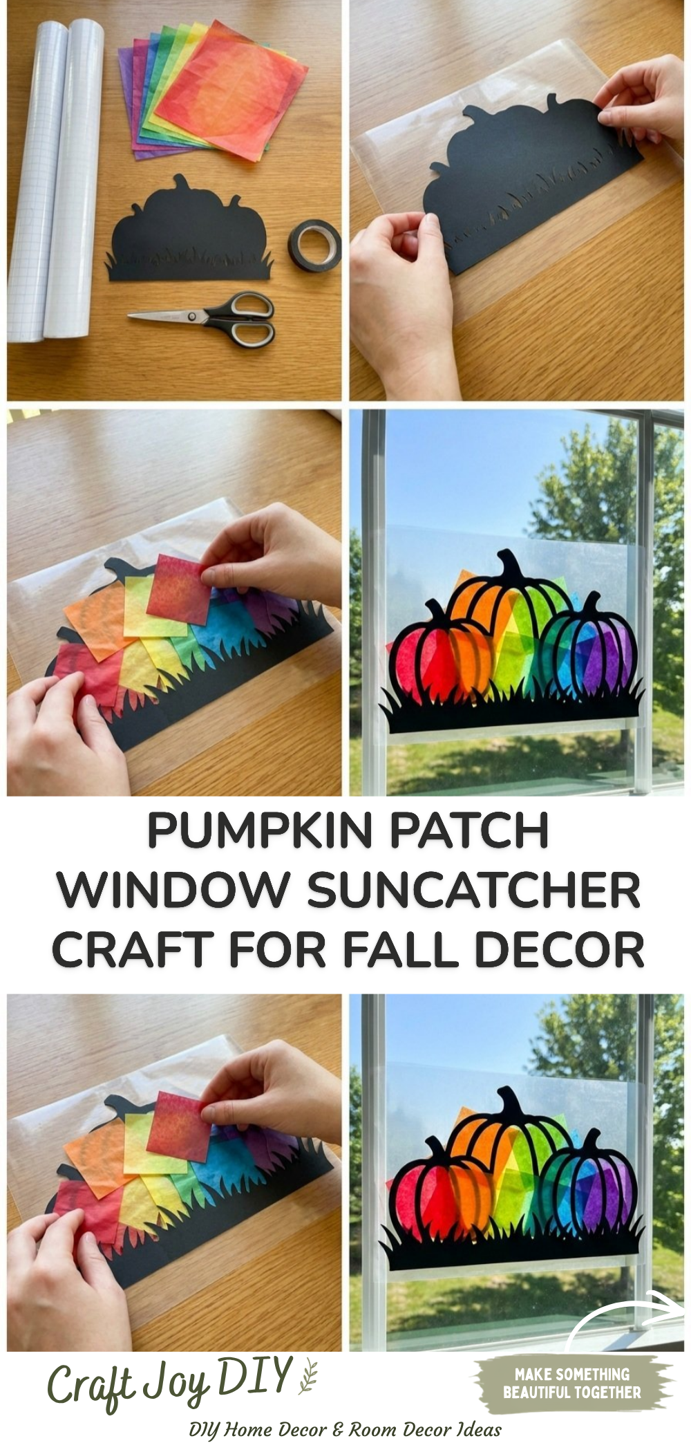 Pumpkin Patch Window Suncatcher Craft for Fall Decor
