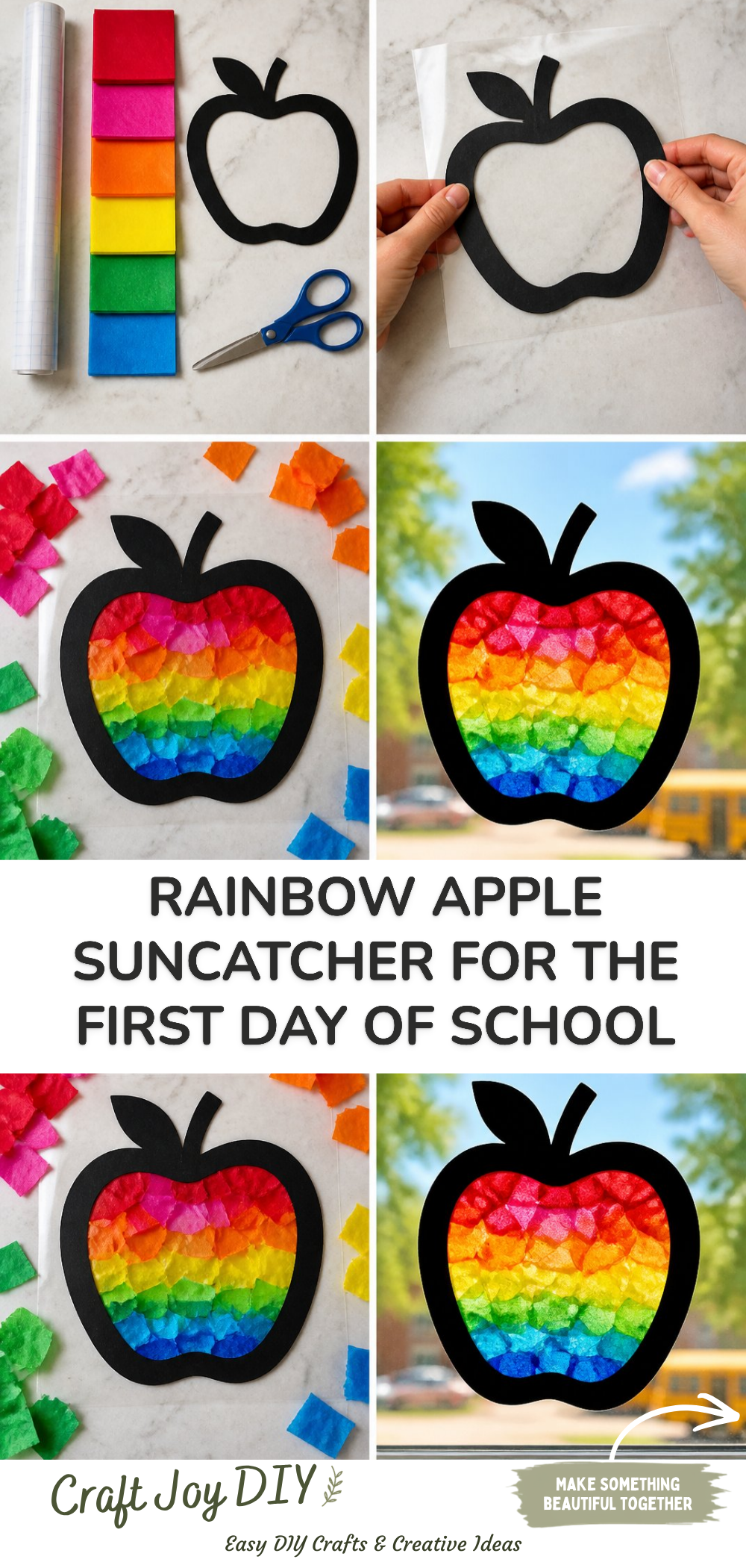 Rainbow Apple Suncatcher for the First Day of School