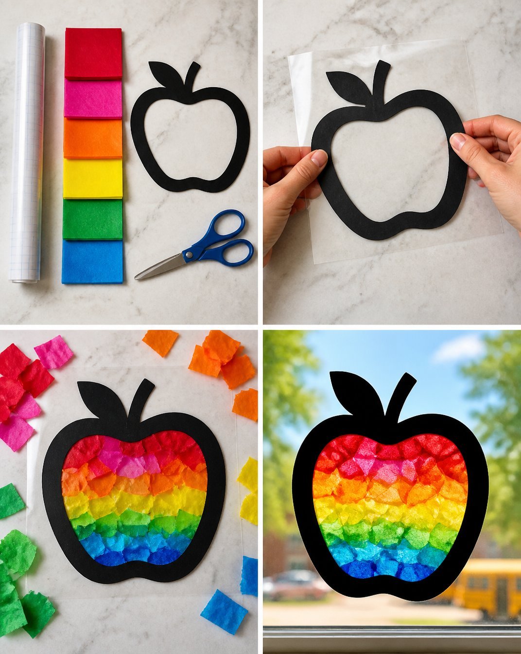 Rainbow Apple Suncatcher for the First Day of School