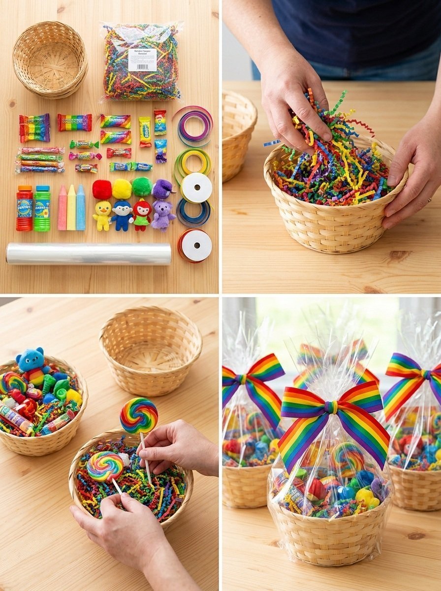 Rainbow Boo Basket for Kids DIY Halloween Treat Basket