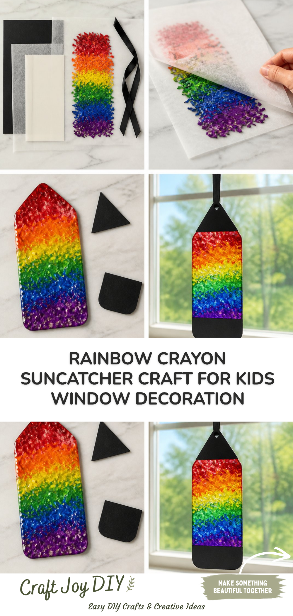Rainbow Crayon Suncatcher Craft for Kids Window Decoration