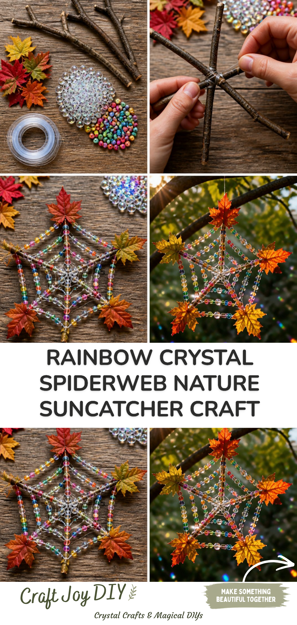 Rainbow Crystal Spiderweb Nature Suncatcher Craft