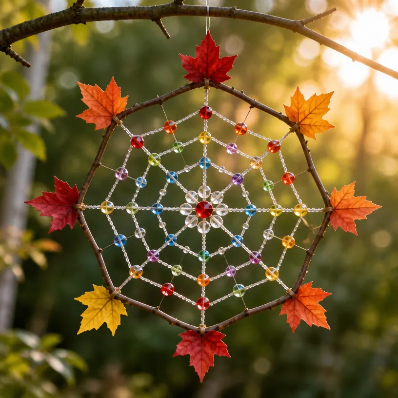 Rainbow Crystal Spiderweb in Nature
