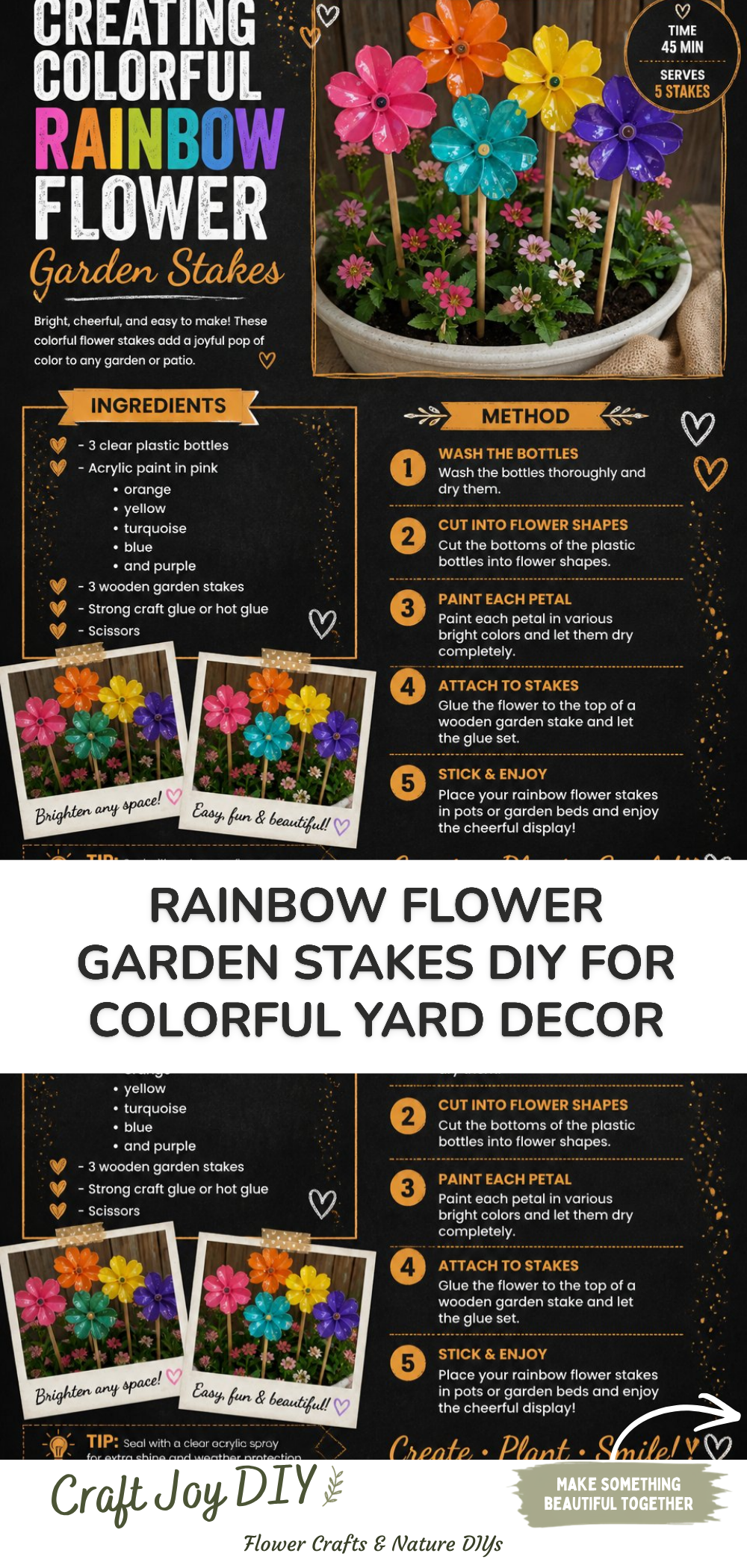 Rainbow Flower Garden Stakes DIY for Colorful Yard Decor