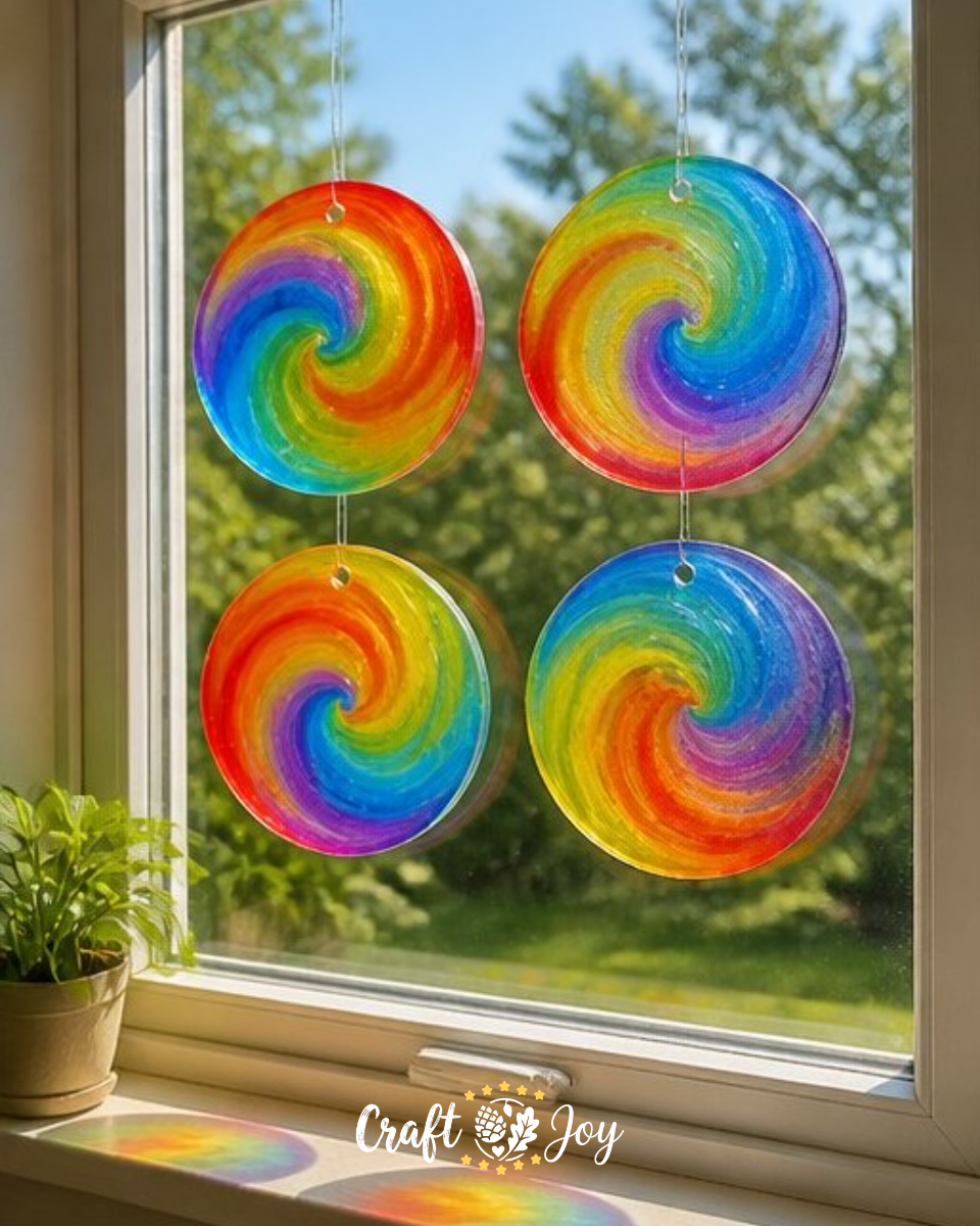 Rainbow Glue Suncatchers for Kids Window Ornaments