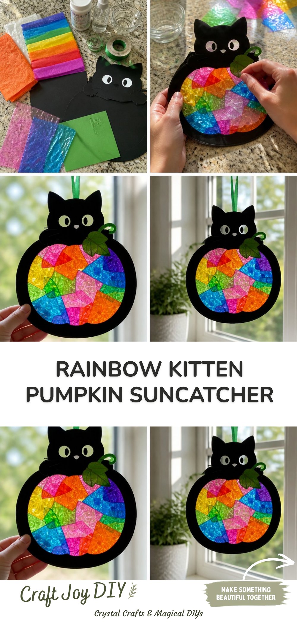Rainbow Kitten Pumpkin Suncatcher