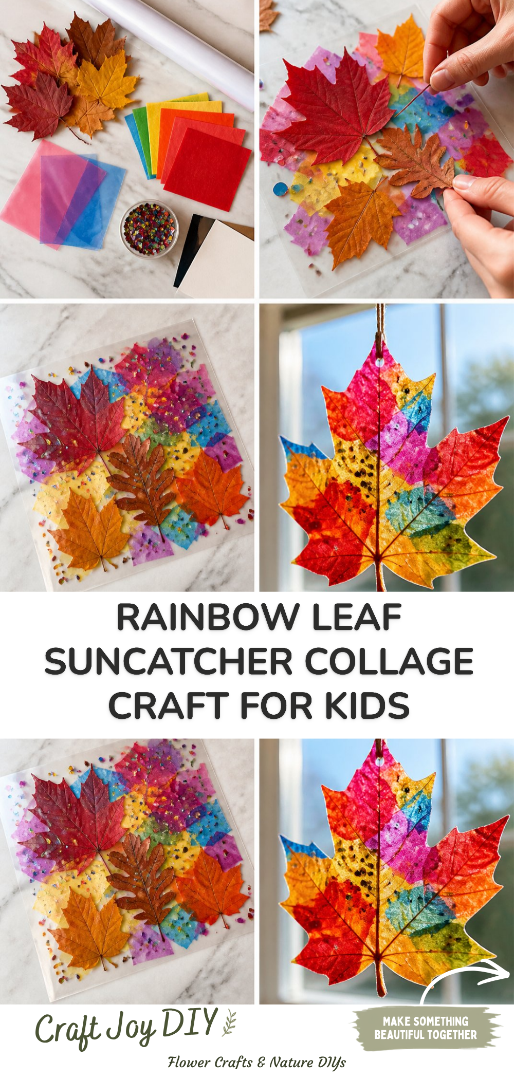 Rainbow Leaf Suncatcher Collage Craft for Kids