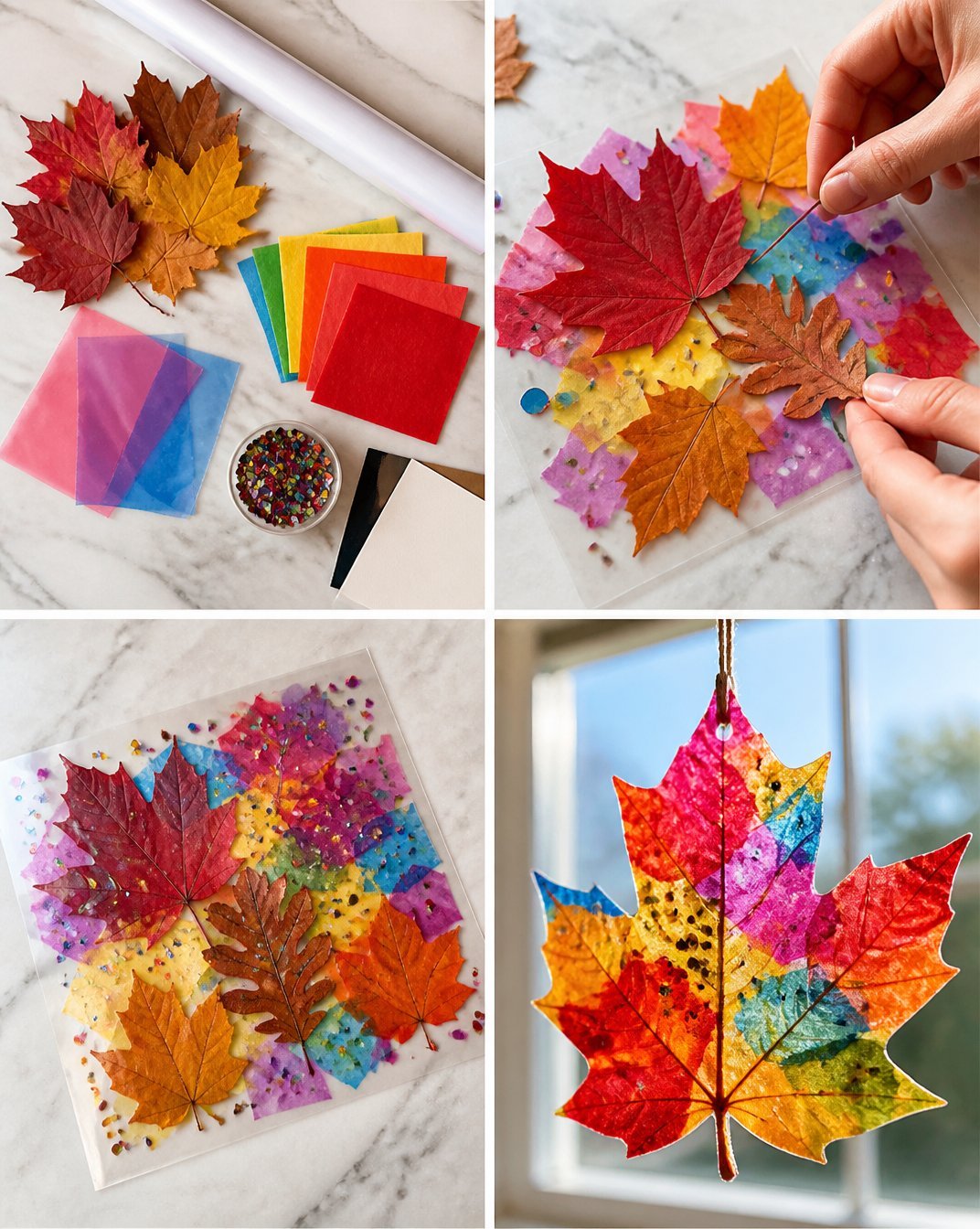 Rainbow Leaf Suncatcher Collage