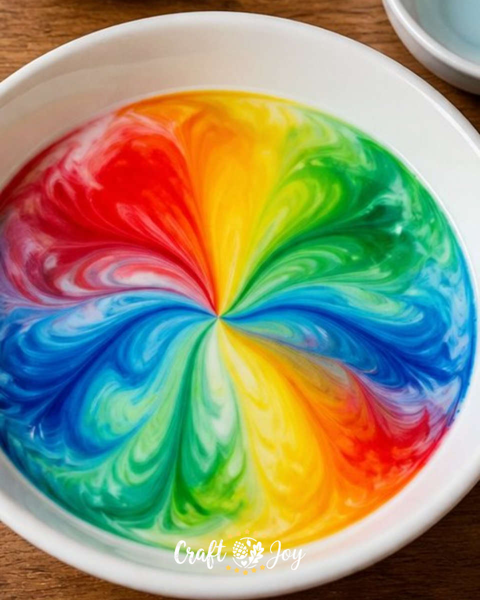 Rainbow Milk Art: Colorful Milk Swirl Prints for Kids