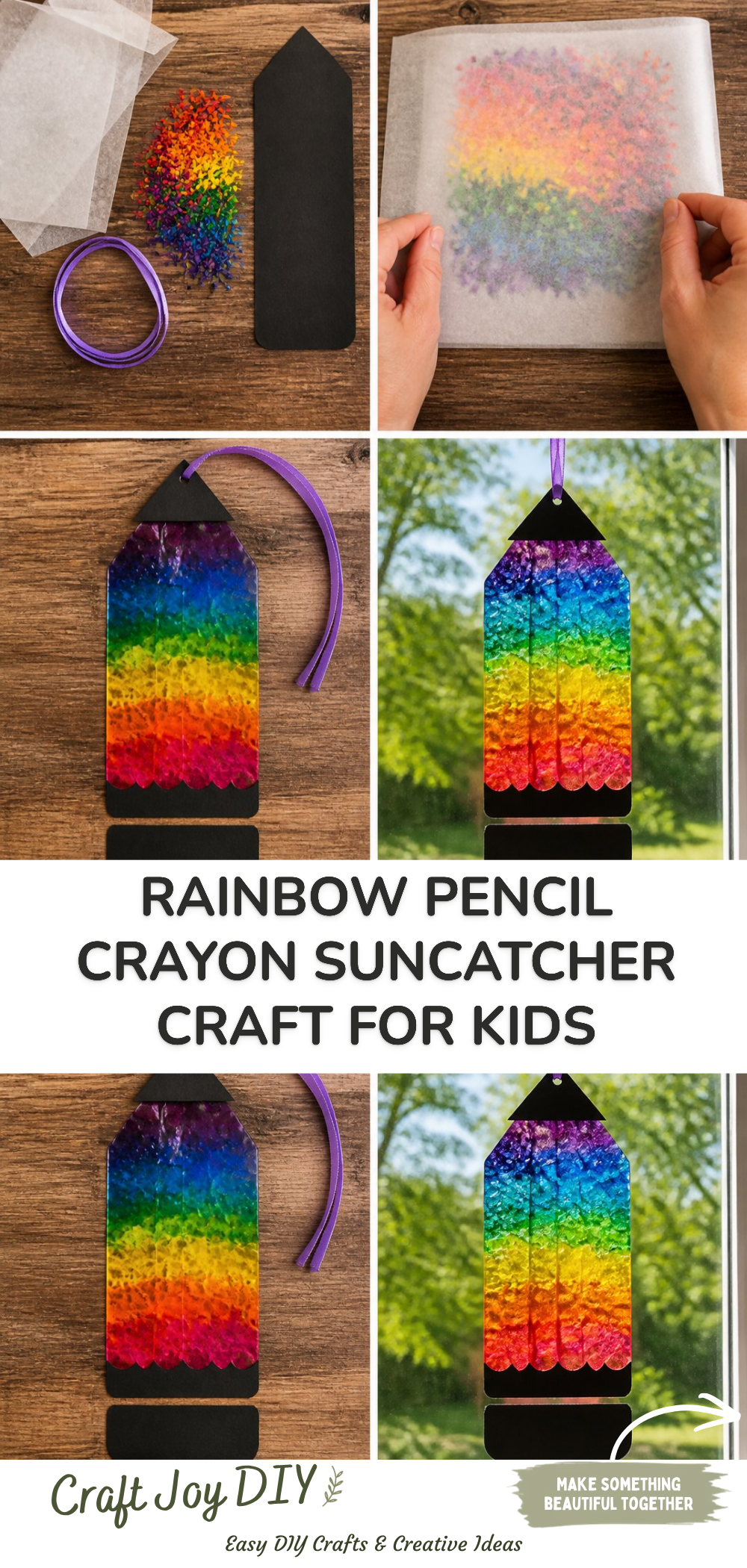 Rainbow Pencil Crayon Suncatcher Craft for Kids