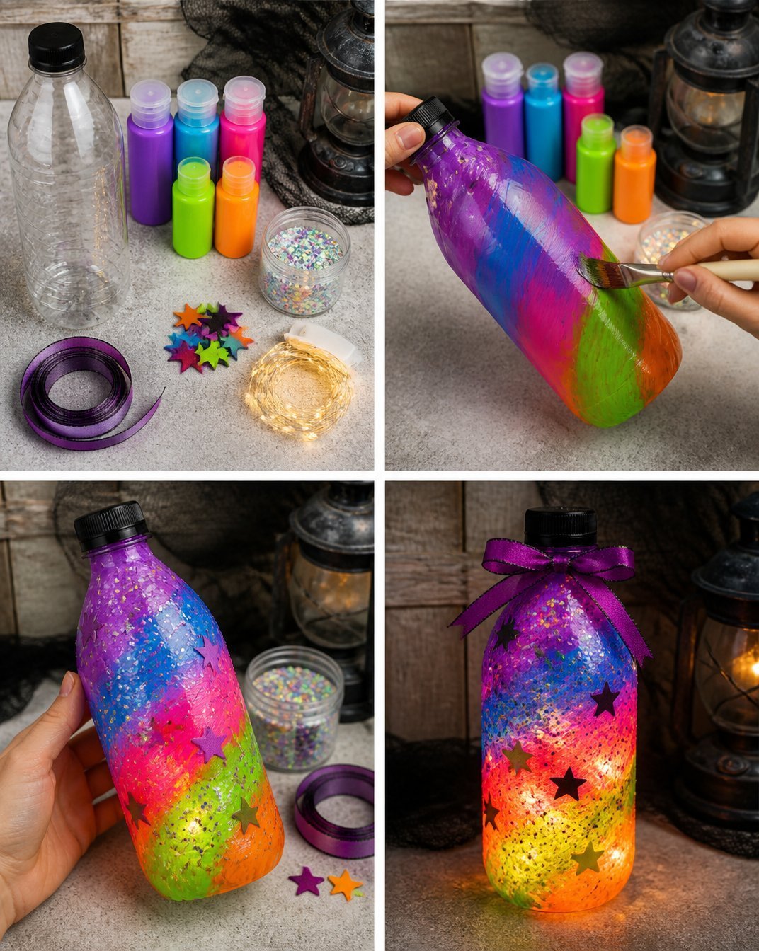 Rainbow Potion Bottle Halloween Lantern DIY