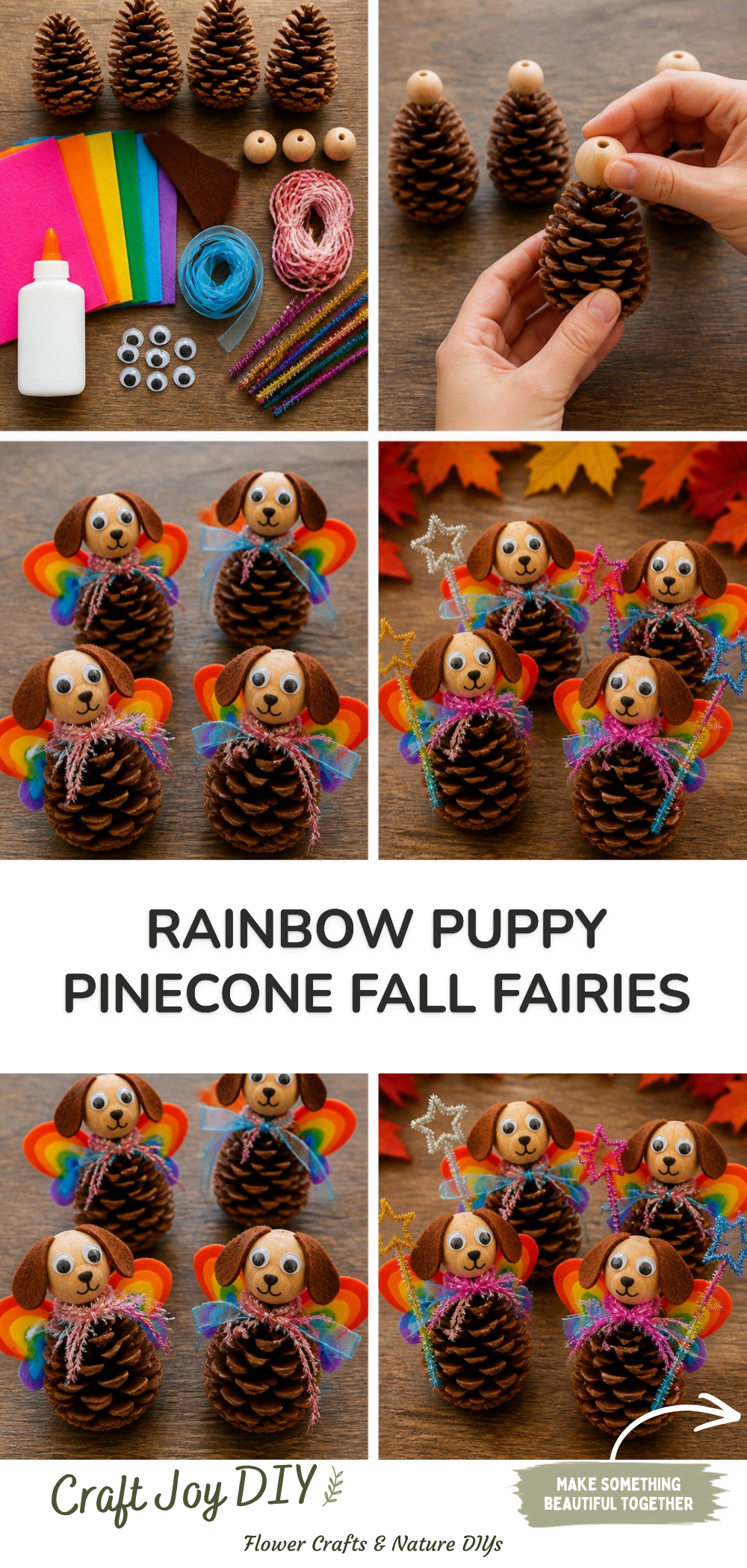 Rainbow Puppy Pinecone Fall Fairies