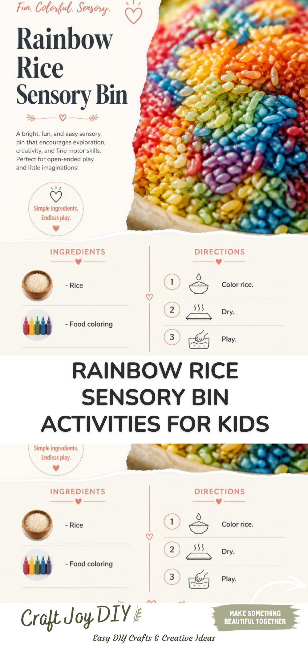 Rainbow Rice Sensory Bin Activities for Kids