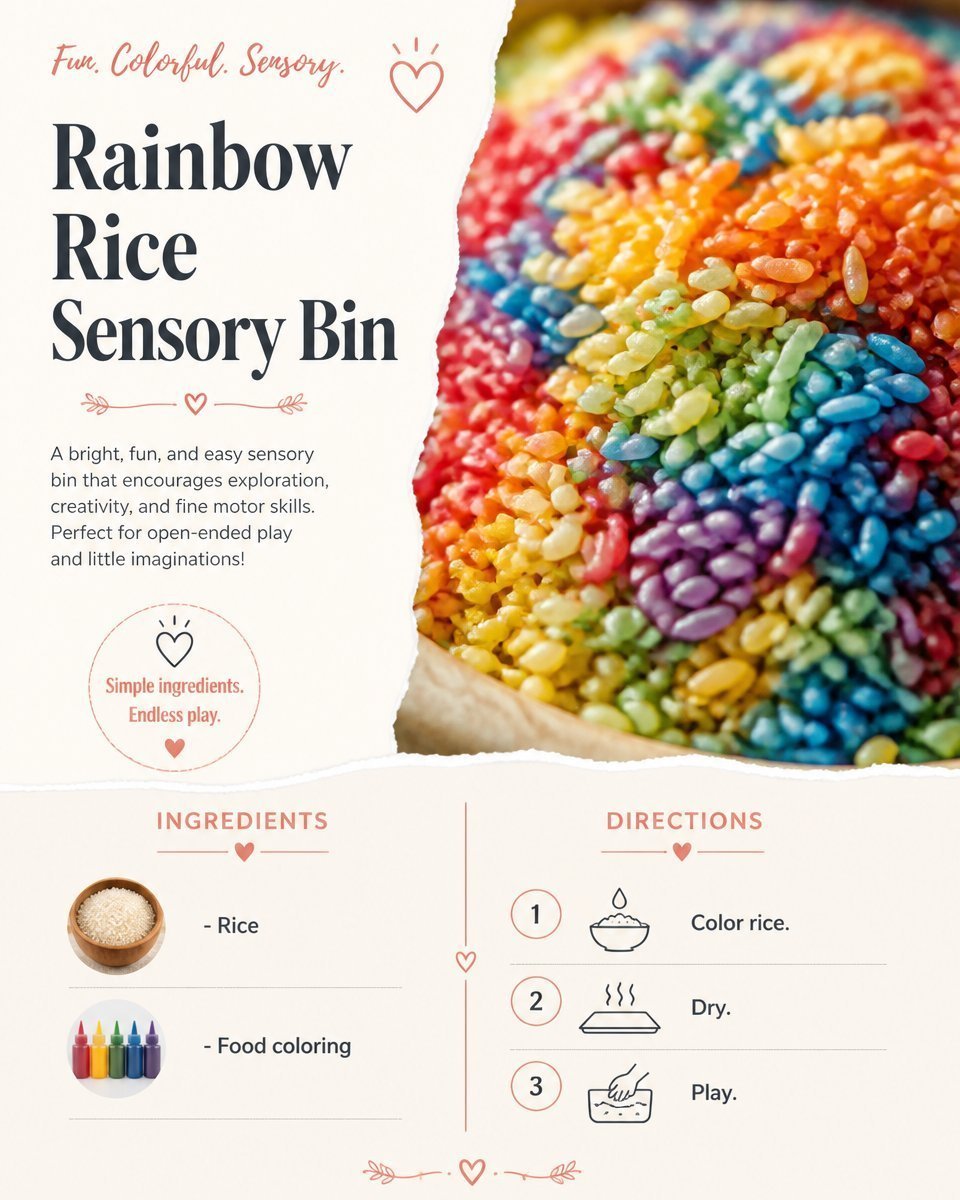 Rainbow Rice Sensory Bin Activities for Kids