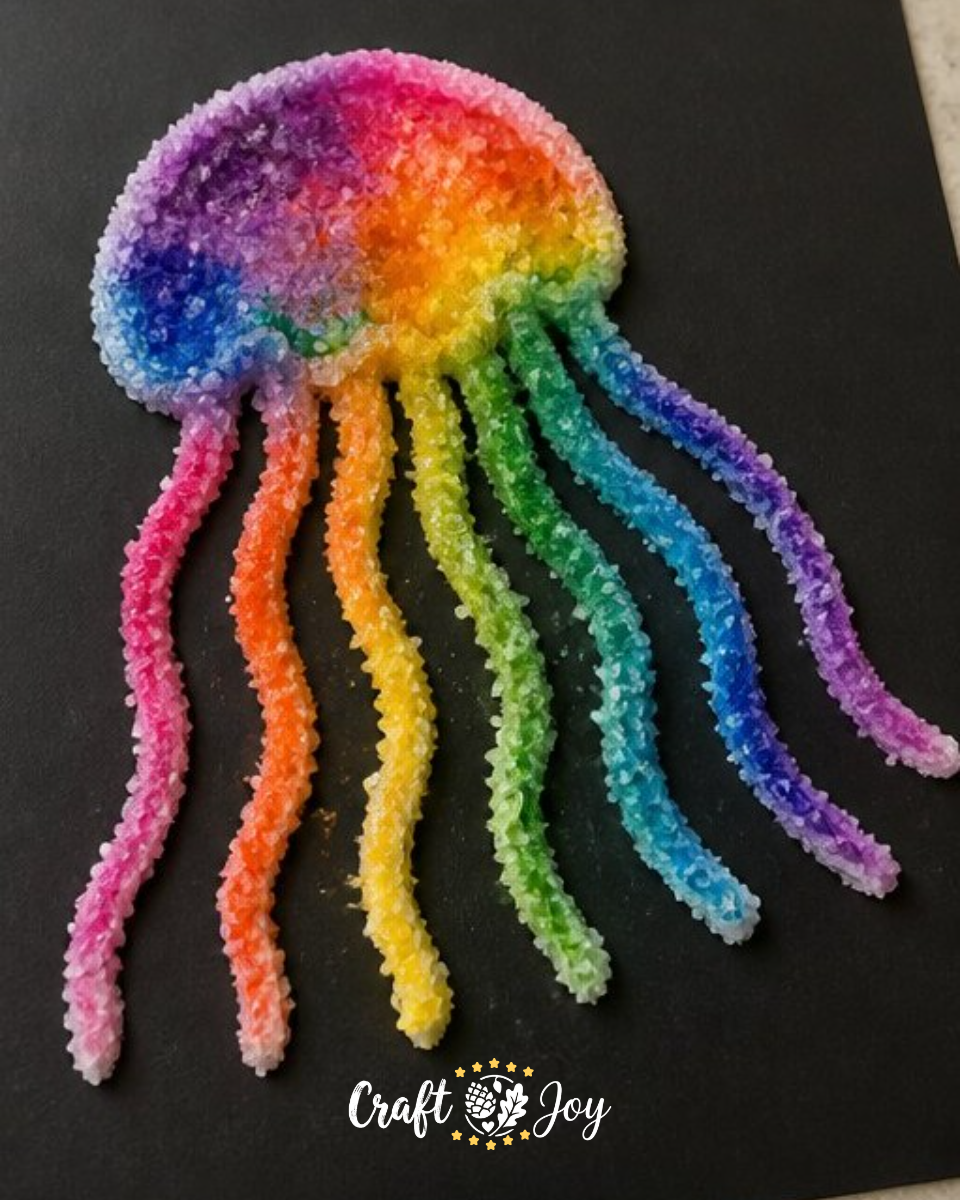 Rainbow Salt Painting Jellyfish Craft for Kids