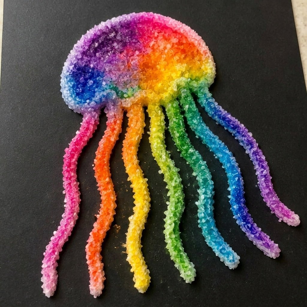 Rainbow Salt Painting Jellyfish
