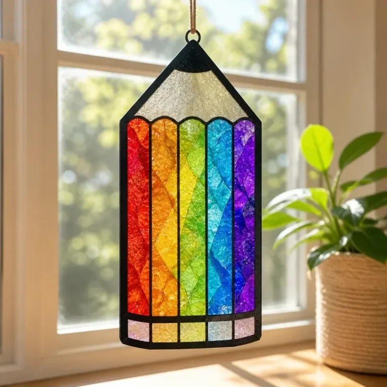 Children making a rainbow suncatcher craft project for colorful decor.