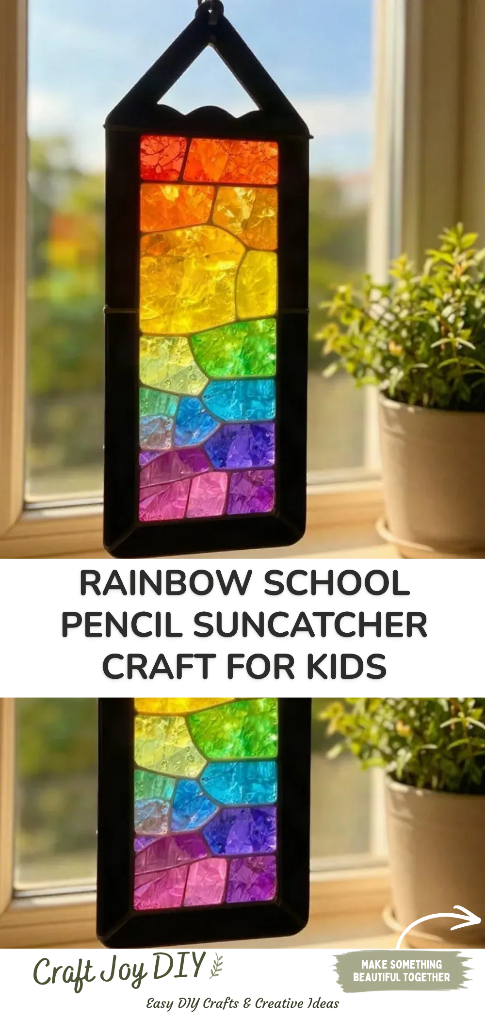 Rainbow School Pencil Suncatcher Craft for Kids