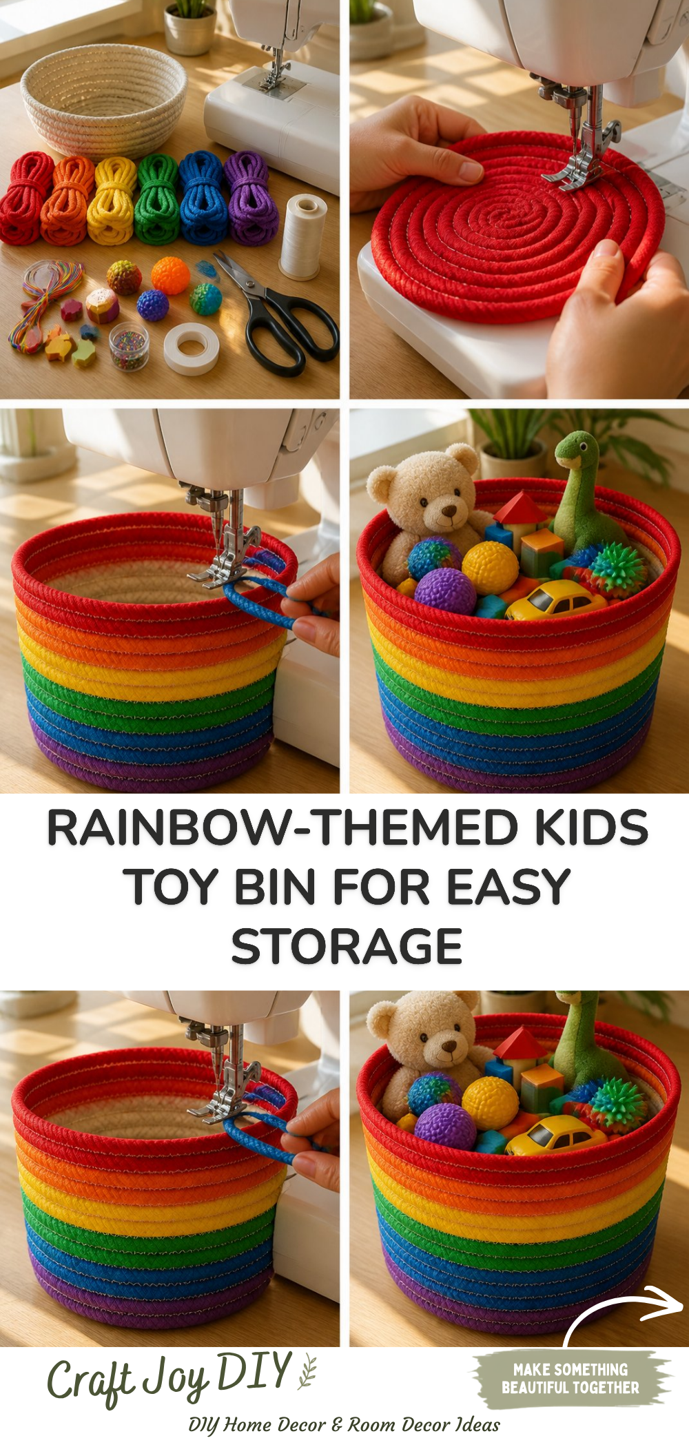 Rainbow-Themed Kids Toy Bin for Easy Storage