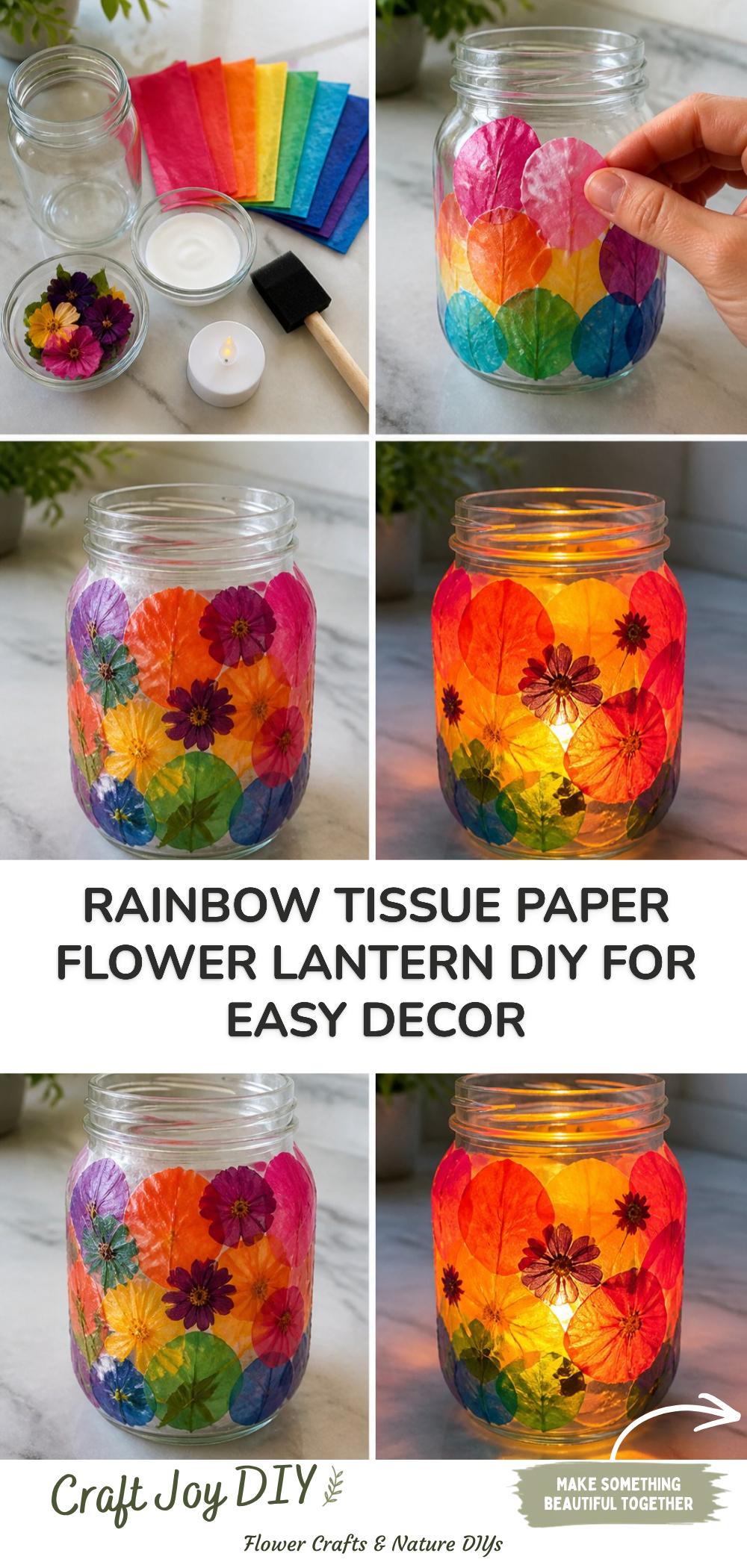Rainbow Tissue Paper Flower Lantern DIY for Easy Decor