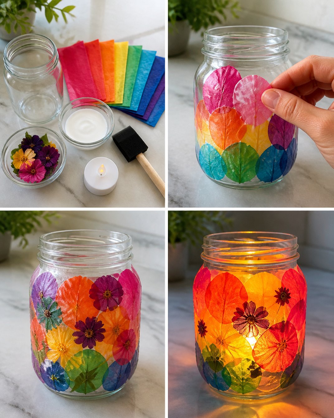 DIY Rainbow Tissue Paper Flower Lantern
