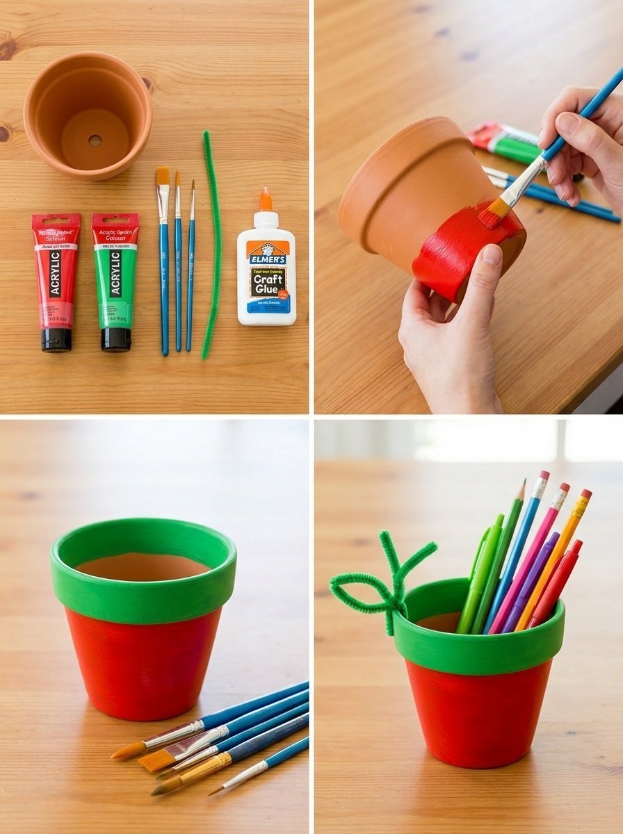 Recycled Apple Pencil Holder for Teacher