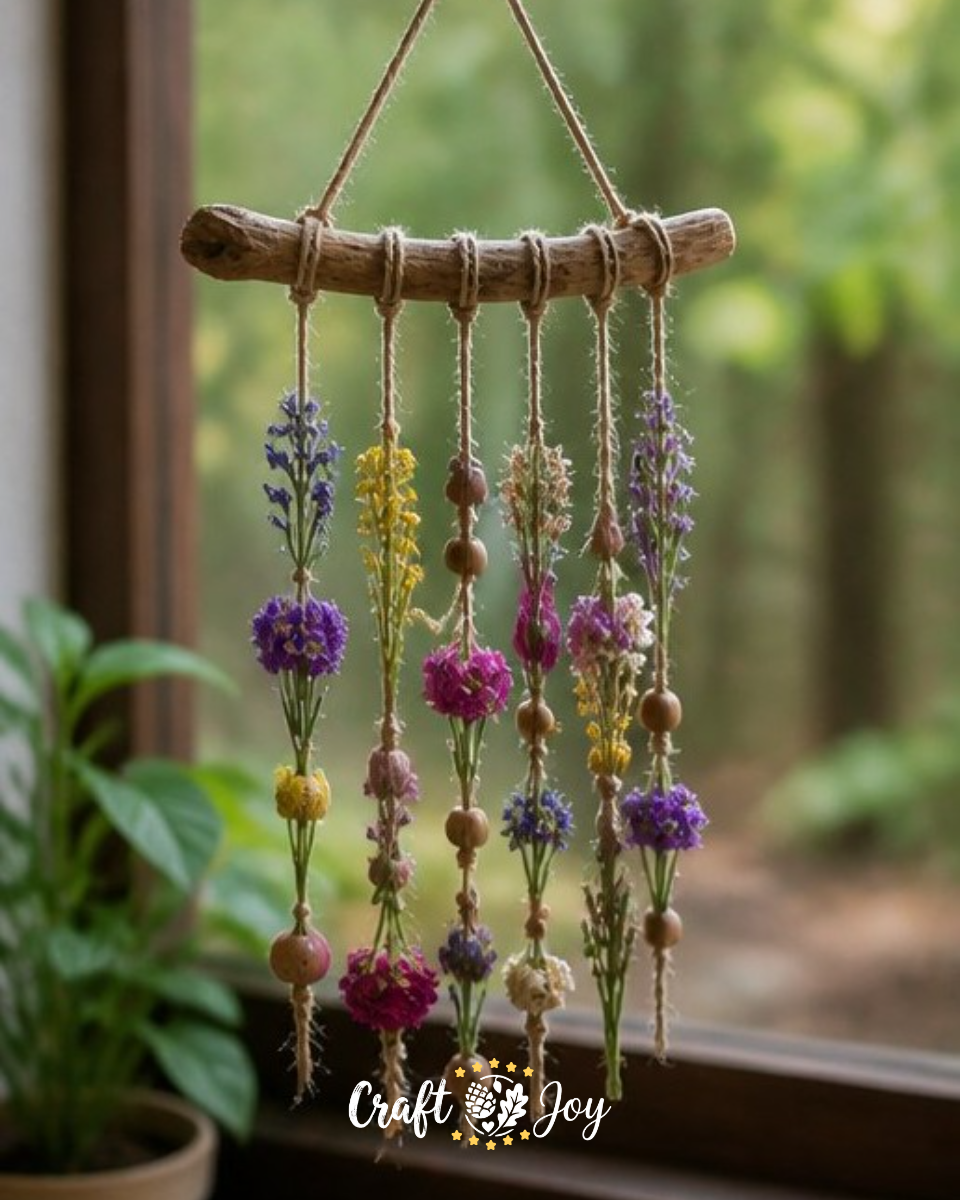 Rustic Driftwood Botanical Wind Chime
