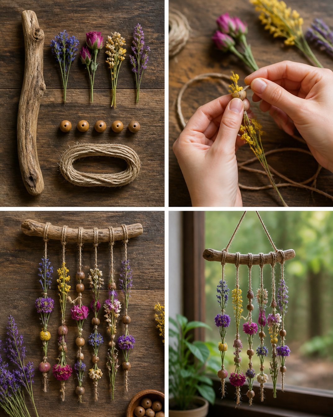 Rustic Driftwood Botanical Wind Chime