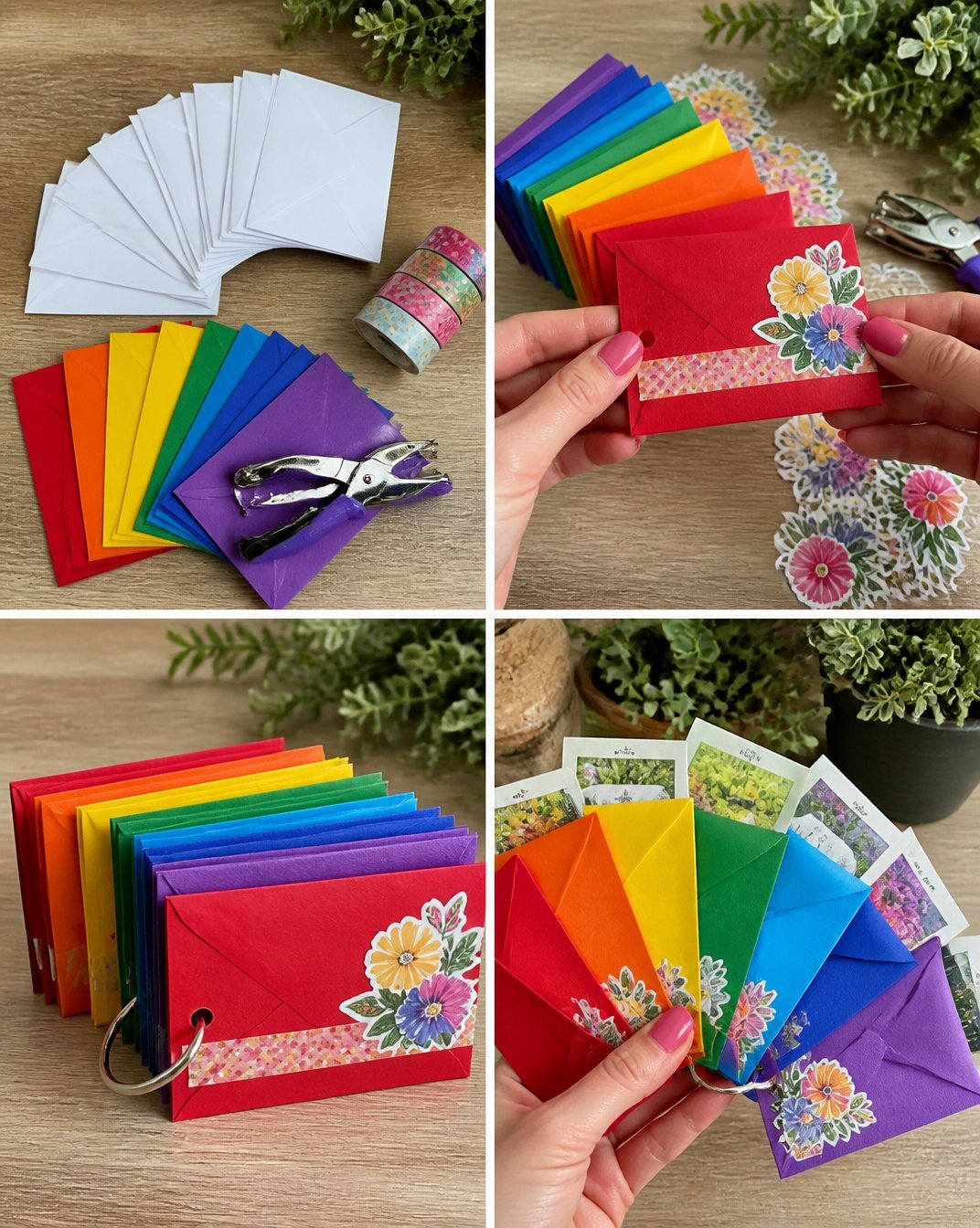 Colorful Rainbow Seed Packet Organizer for Gardeners