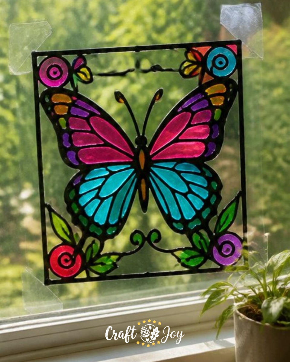 Stained Glass Glue Art Suncatcher Craft for Kids