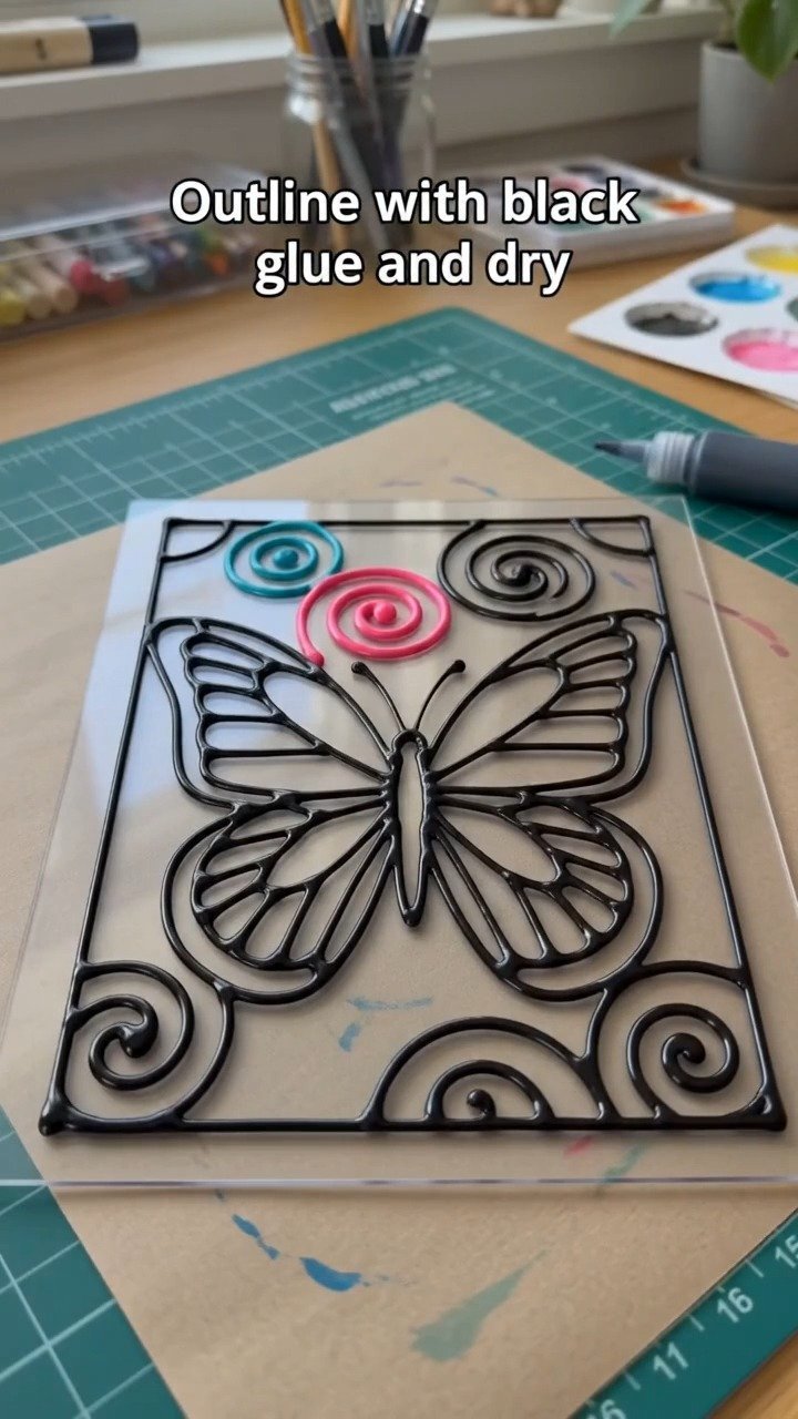 Stained Glass Glue Art