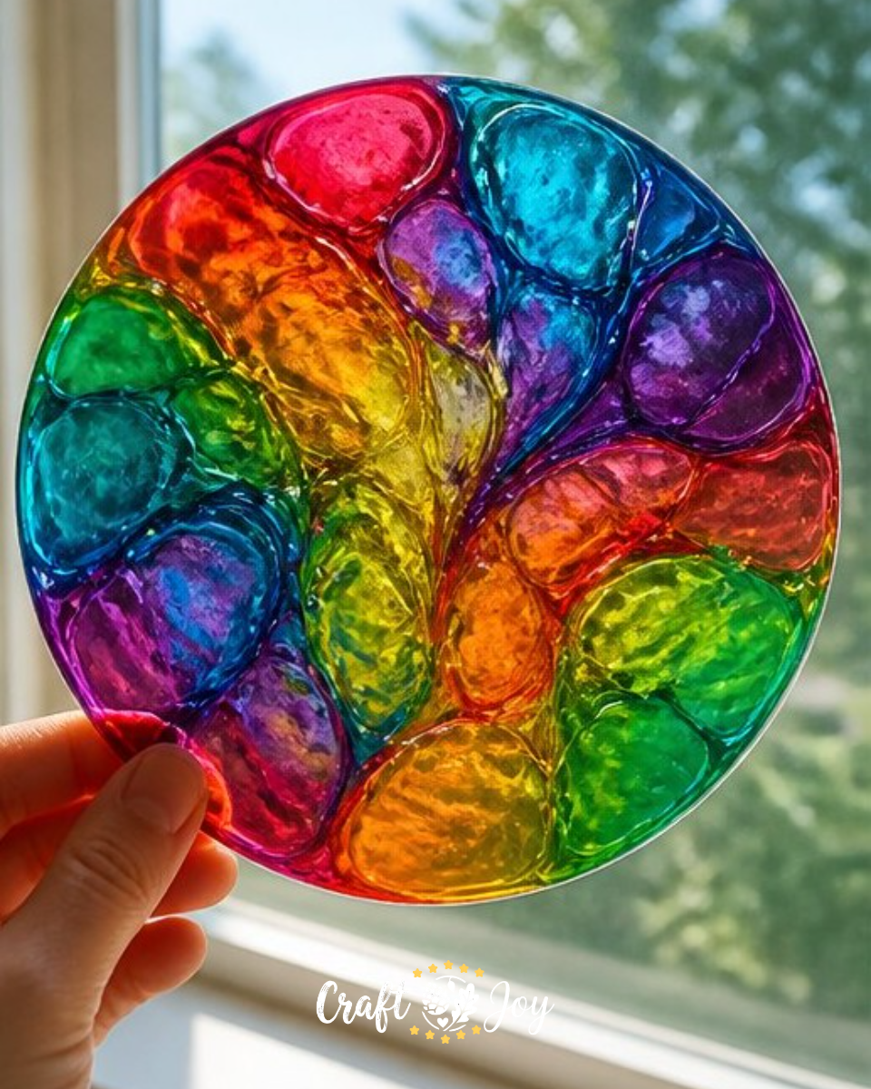 Stained Glass Glue Art Suncatcher Craft for Kids