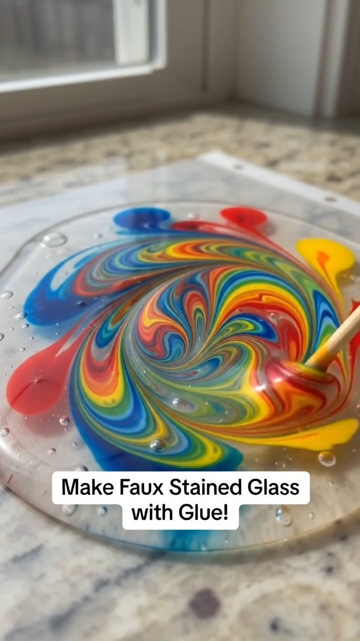Stained Glass Glue Art