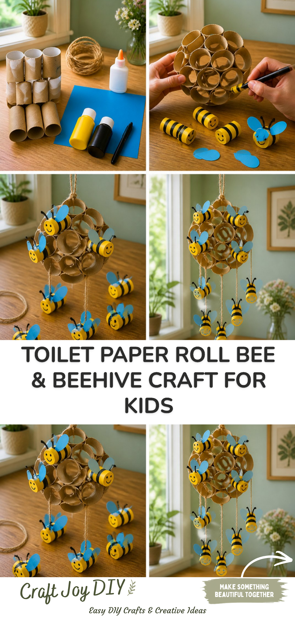 Toilet Paper Roll Bee & Beehive Craft for Kids
