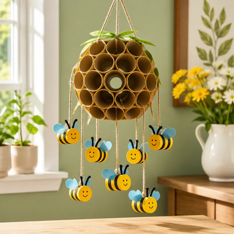 Toilet Paper Roll Bee & Beehive Craft