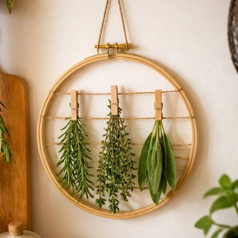 Vintage herb drying rack for kitchen decor and herb preservation