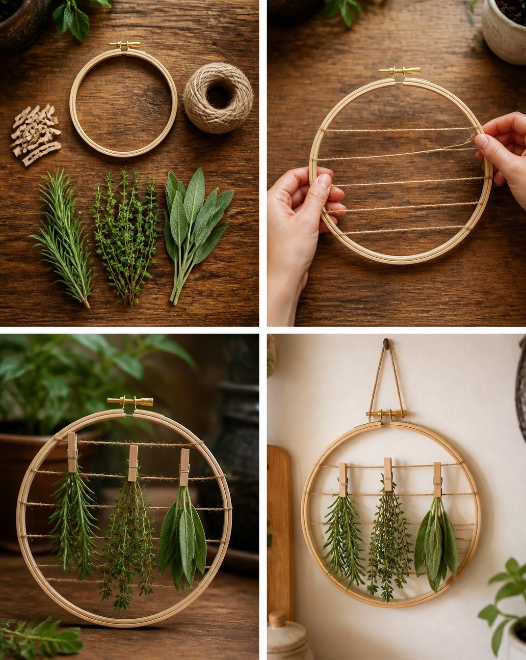 Vintage Herb Drying Rack for Kitchen Decor