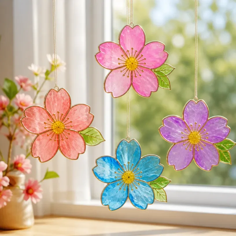 Create Elegant DIY Cherry Blossom Lanterns and Clear Glue Suncatchers for Home Decor